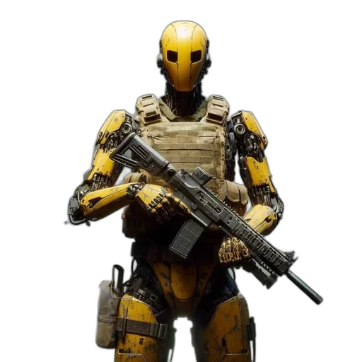 robot, weapon, concept art, 3d render transparent PNG cut-out
