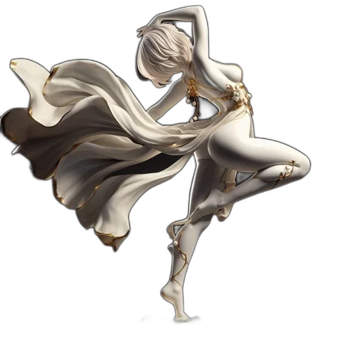 dress, staff, weapon, hair transparent PNG cut-out