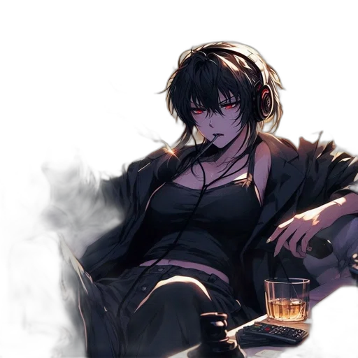 anime, concept art, cyberpunk, watercolor transparent PNG cut-out