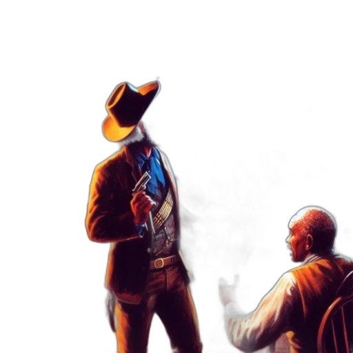 jacket, hat, staff, weapon transparent PNG cut-out