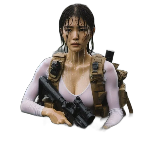 weapon, jacket, concept art, photorealistic transparent PNG cut-out