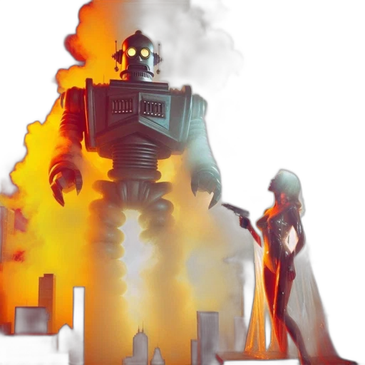 robot, concept art, comic book art, 3d render transparent PNG cut-out