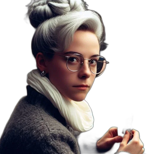 jacket, staff, face, hair transparent PNG cut-out
