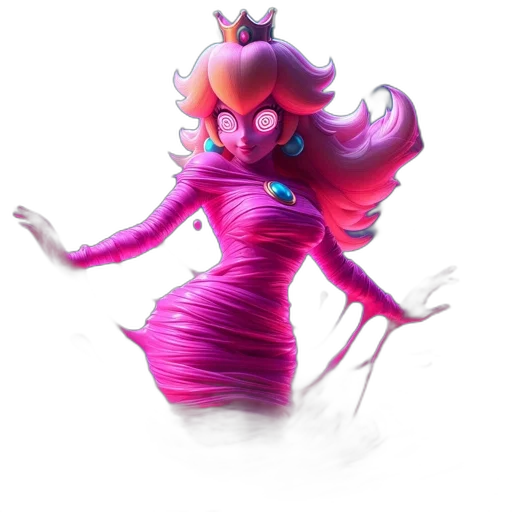 dress, crown, hair, staff transparent PNG cut-out