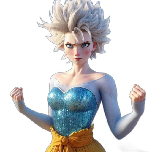 dress, hair, concept art, 3d render transparent PNG cut-out