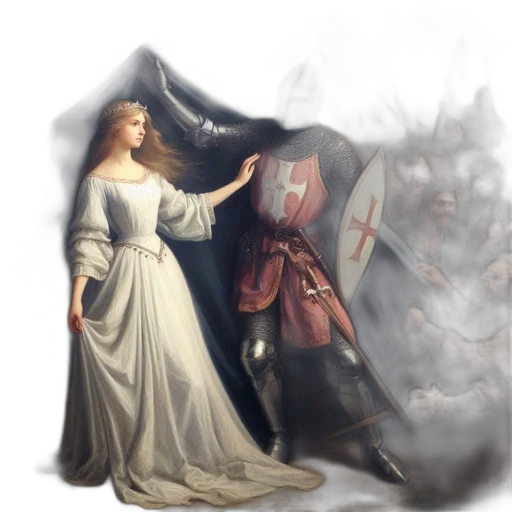 dress, sword, crown, concept art transparent PNG cut-out