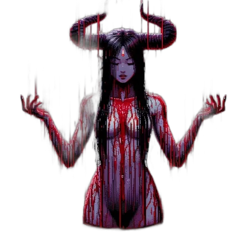 creature, dress, face, pixel art transparent PNG cut-out