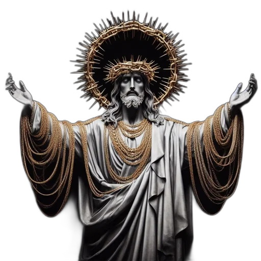 crown, staff, imposing, statue transparent PNG cut-out
