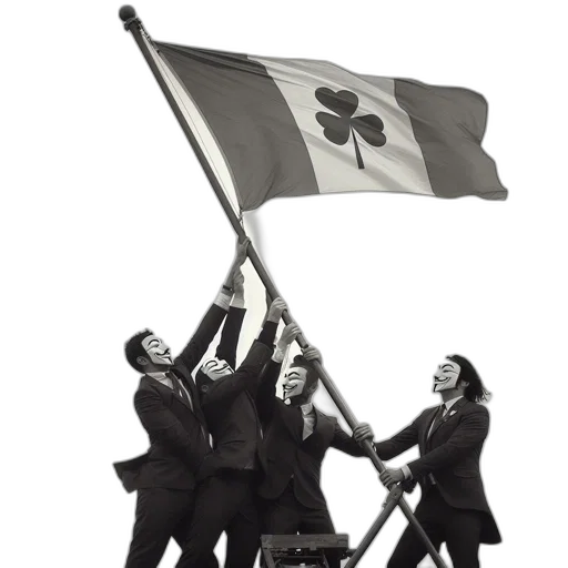 staff, umbrella, four, individuals transparent PNG cut-out