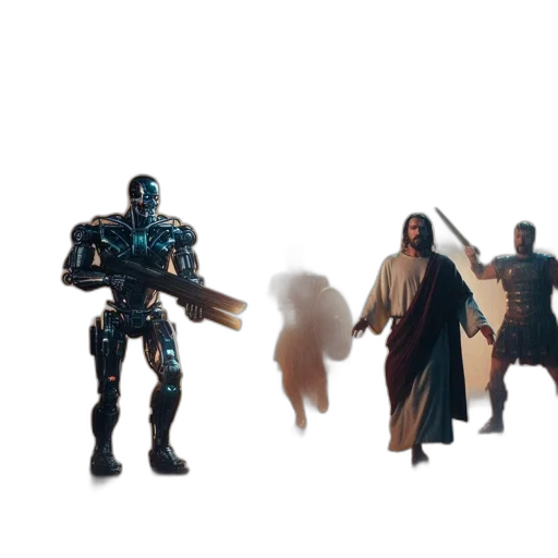 robot, concept art, 3d render, comic book art transparent PNG cut-out