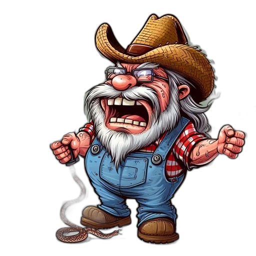 concept art, cartoon, elderly, man transparent PNG cut-out