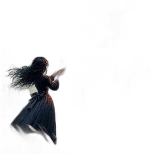 dress, hair, sword, staff transparent PNG cut-out