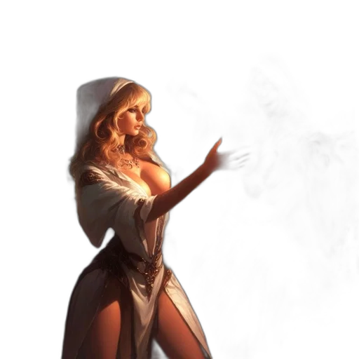 dress, staff, concept art, fantasy art transparent PNG cut-out