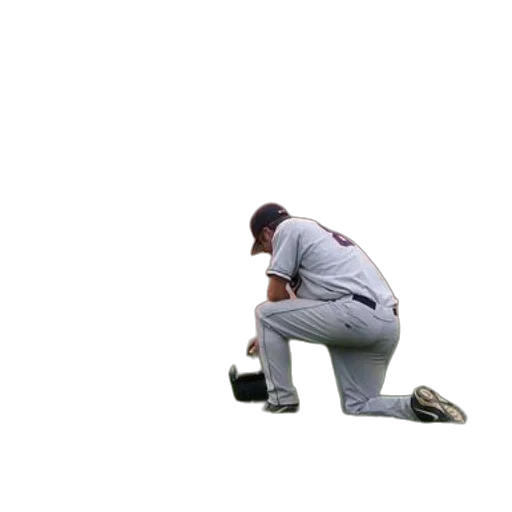 jacket, baseball, player, kneeling transparent PNG cut-out