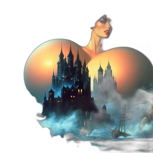 concept art, fantasy art, watercolor, 3d render transparent PNG cut-out