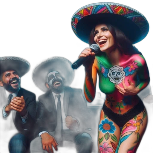 concept art, female, singer, wearing transparent PNG cut-out
