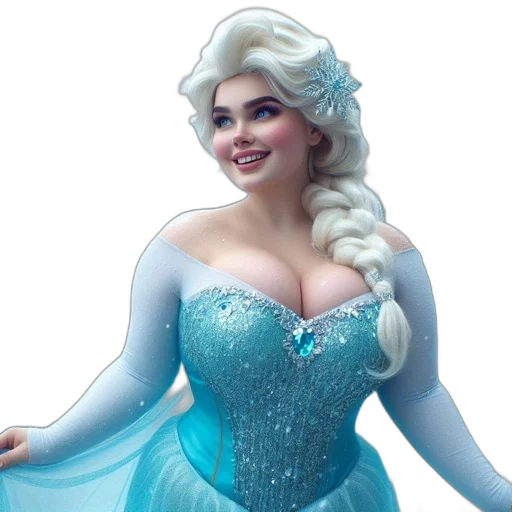 3d render, woman, dressed, elsa transparent PNG cut-out