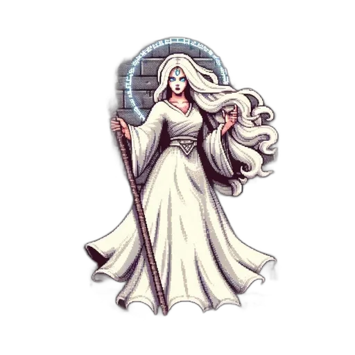 dress, staff, pixel art, fantasy art transparent PNG cut-out