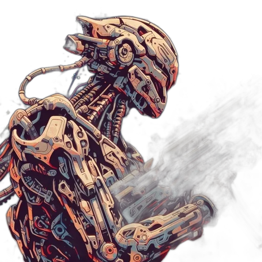 robot, concept art, fantasy art, cyberpunk transparent PNG cut-out