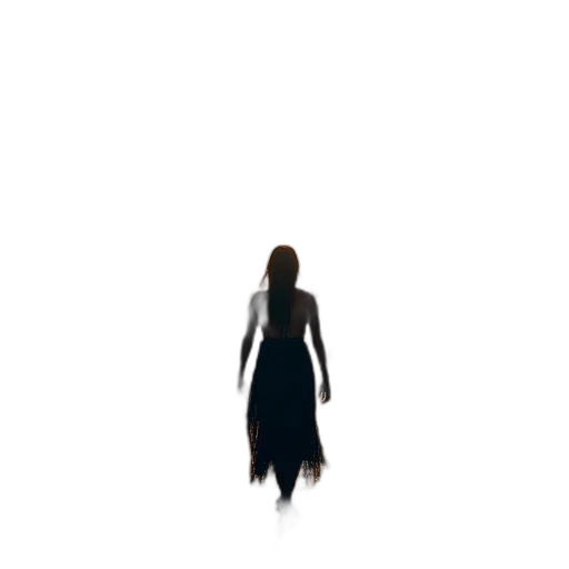 dress, creature, hair, staff transparent PNG cut-out