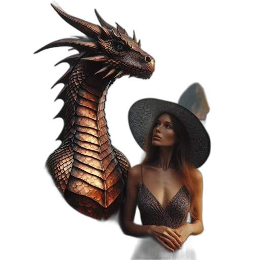 dragon, hat, dress, jewelry transparent PNG cut-out