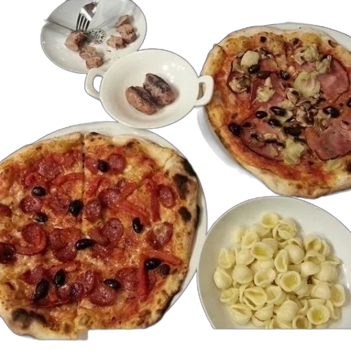 food, two, pizzas, pepperoni transparent PNG cut-out