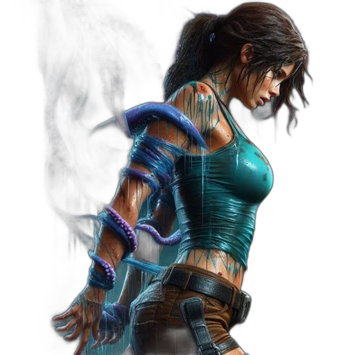 concept art, fantasy art, comic book art, cyberpunk transparent PNG cut-out