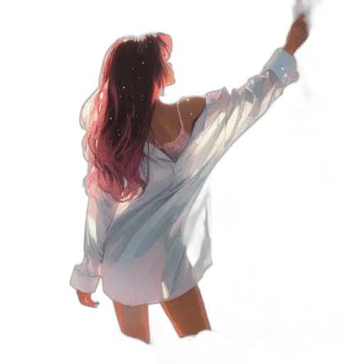 dress, staff, hair, jacket transparent PNG cut-out