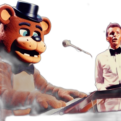 anthropomorphic, bear, plays, piano transparent PNG cut-out