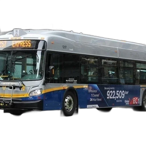 blue, silver, bus, advertisement transparent PNG cut-out