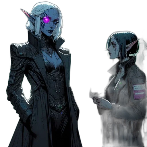 concept art, fantasy art, comic book art, cyberpunk transparent PNG cut-out