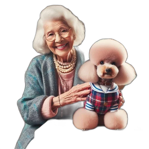 photorealistic, elderly, lady, smiles transparent PNG cut-out