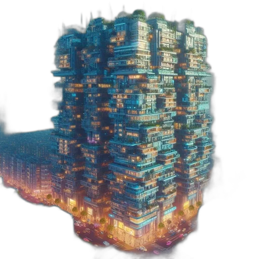 building, robot, crown, 3d render transparent PNG cut-out
