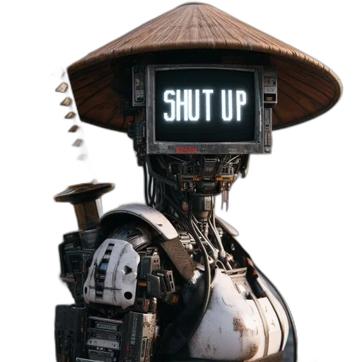 robot, staff, hat, face transparent PNG cut-out