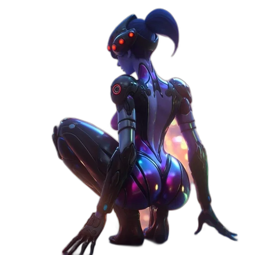 robot, creature, staff, dress transparent PNG cut-out