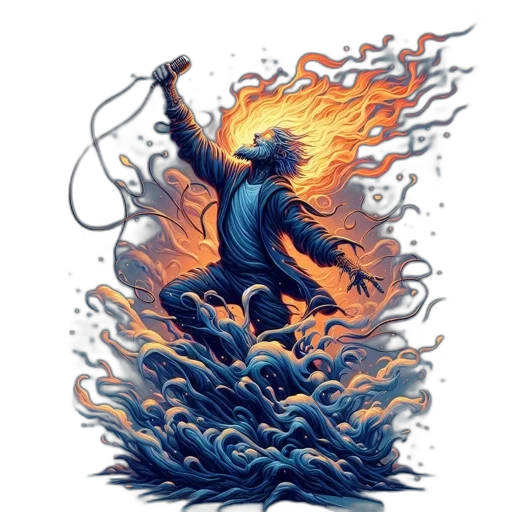 jacket, staff, dragon, comic book art transparent PNG cut-out
