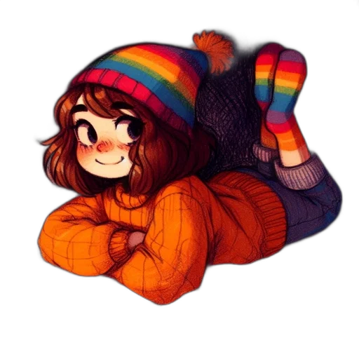 hat, jacket, creature, watercolor transparent PNG cut-out
