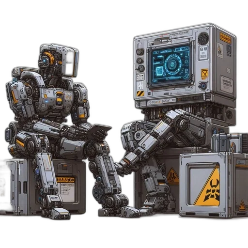 robot, concept art, cyberpunk, 3d render transparent PNG cut-out