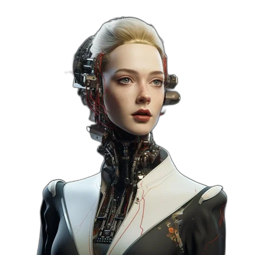 robot, face, staff, jacket transparent PNG cut-out