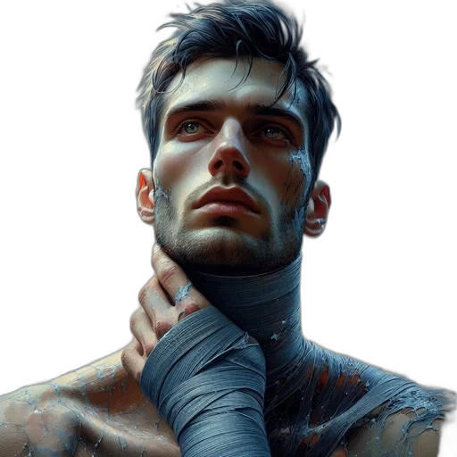 face, jacket, photorealistic, cyberpunk transparent PNG cut-out