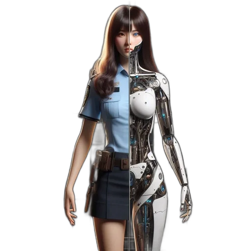 robot, dress, concept art, 3d render transparent PNG cut-out