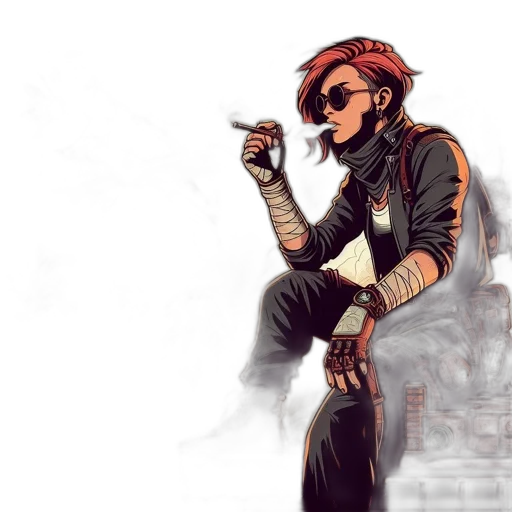 jacket, concept art, cyberpunk, comic book art transparent PNG cut-out