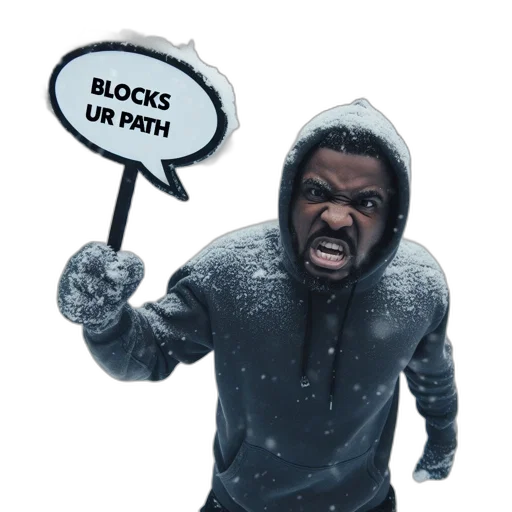 man, hoodie, stands, snowy transparent PNG cut-out