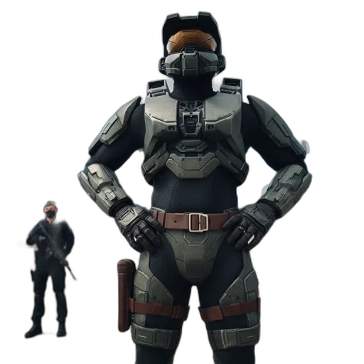 robot, mask, weapon, jacket transparent PNG cut-out