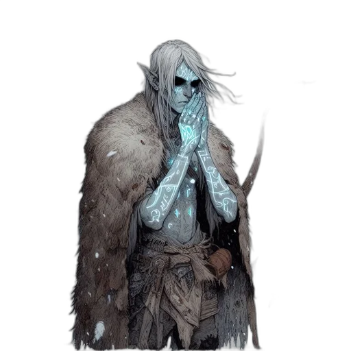 creature, mask, jacket, staff transparent PNG cut-out