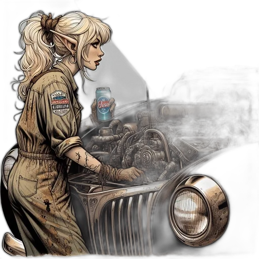 car, comic book art, concept art, fantasy art transparent PNG cut-out