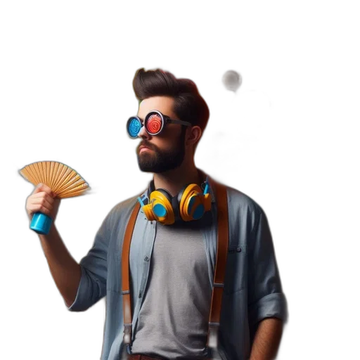 jacket, staff, face, hat transparent PNG cut-out