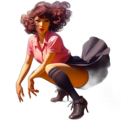 dress, shoes, hair, concept art transparent PNG cut-out