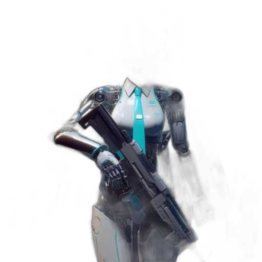 robot, weapon, staff, jacket transparent PNG cut-out