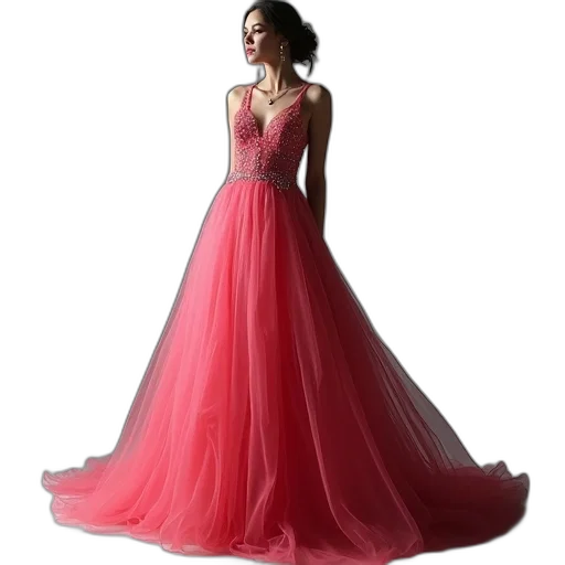 dress, photorealistic, 3d render, red transparent PNG cut-out